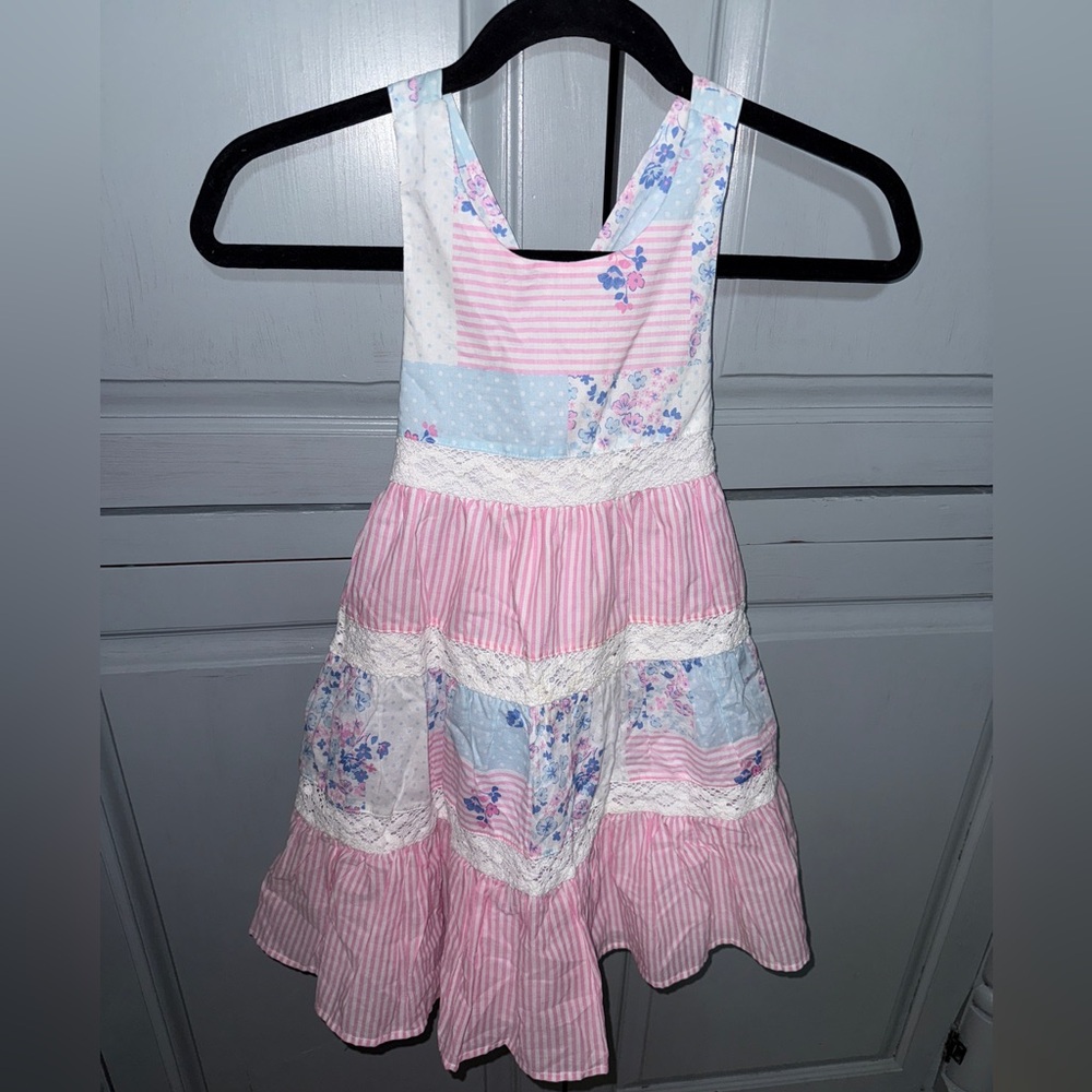 Tommy Bahama Girls Dress Size 6 Blue Pink Floral Sleeveless Round Neck - Picture 3 of 6